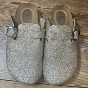 Rocket Dog Kids Size 2 Gold Glitter Clogs Slip On Mule Shoes Adjustable Buckle